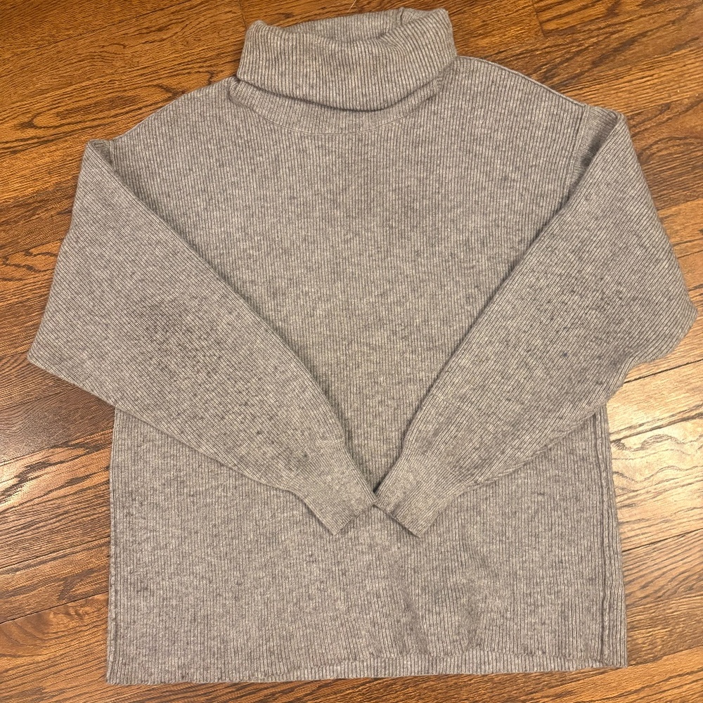 Free People, Turtleneck Grey Tunic Sweater, Medium